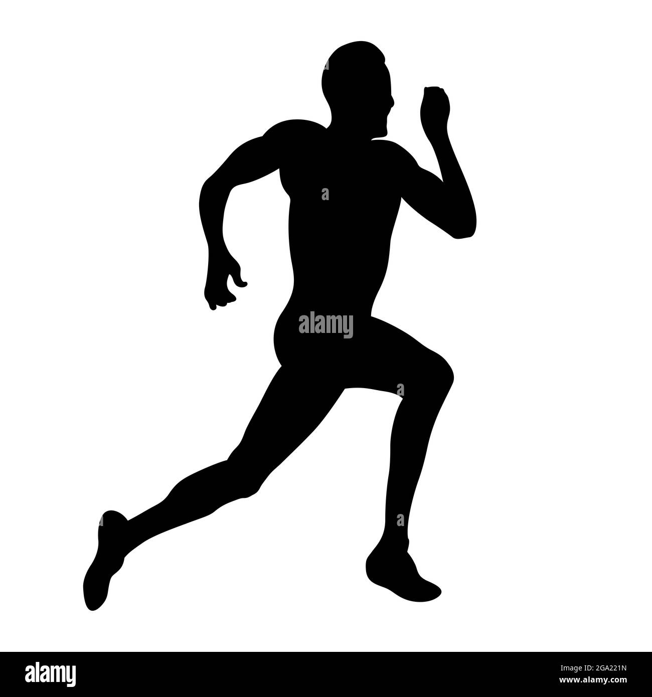 male athlete running sprint race black silhouette Stock Photo