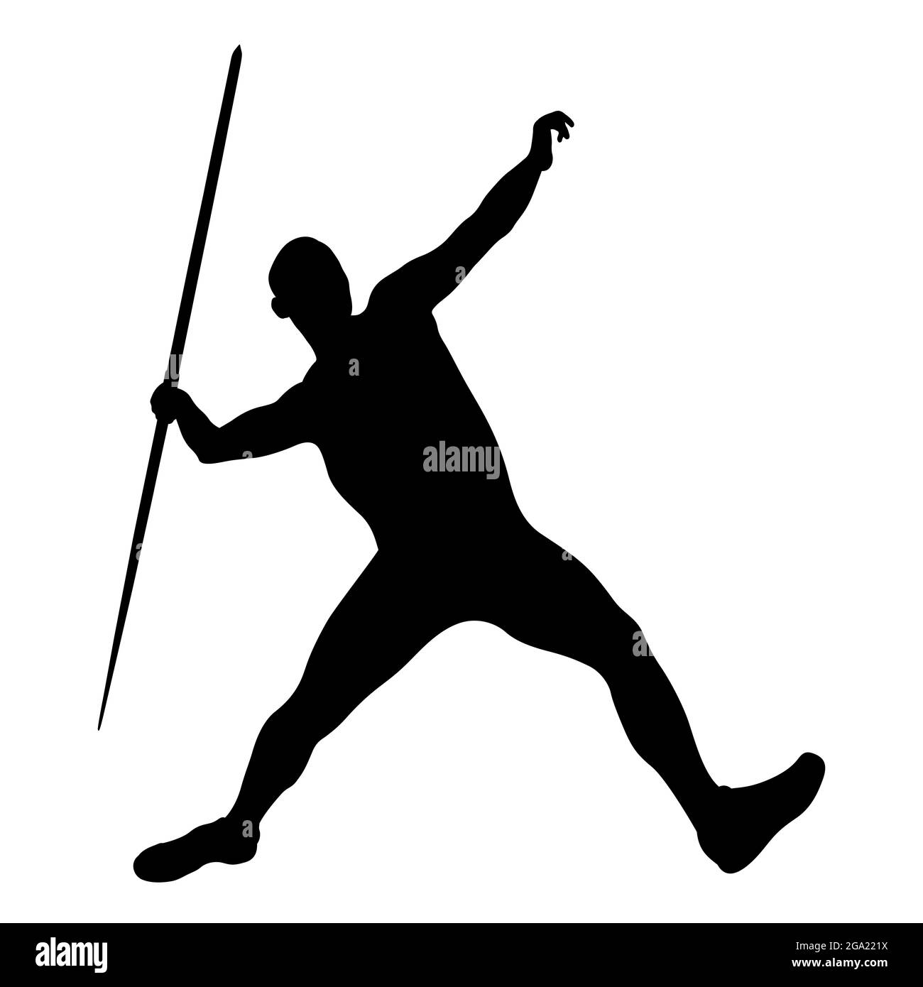 javelin throw male athlete black silhouette Stock Photo