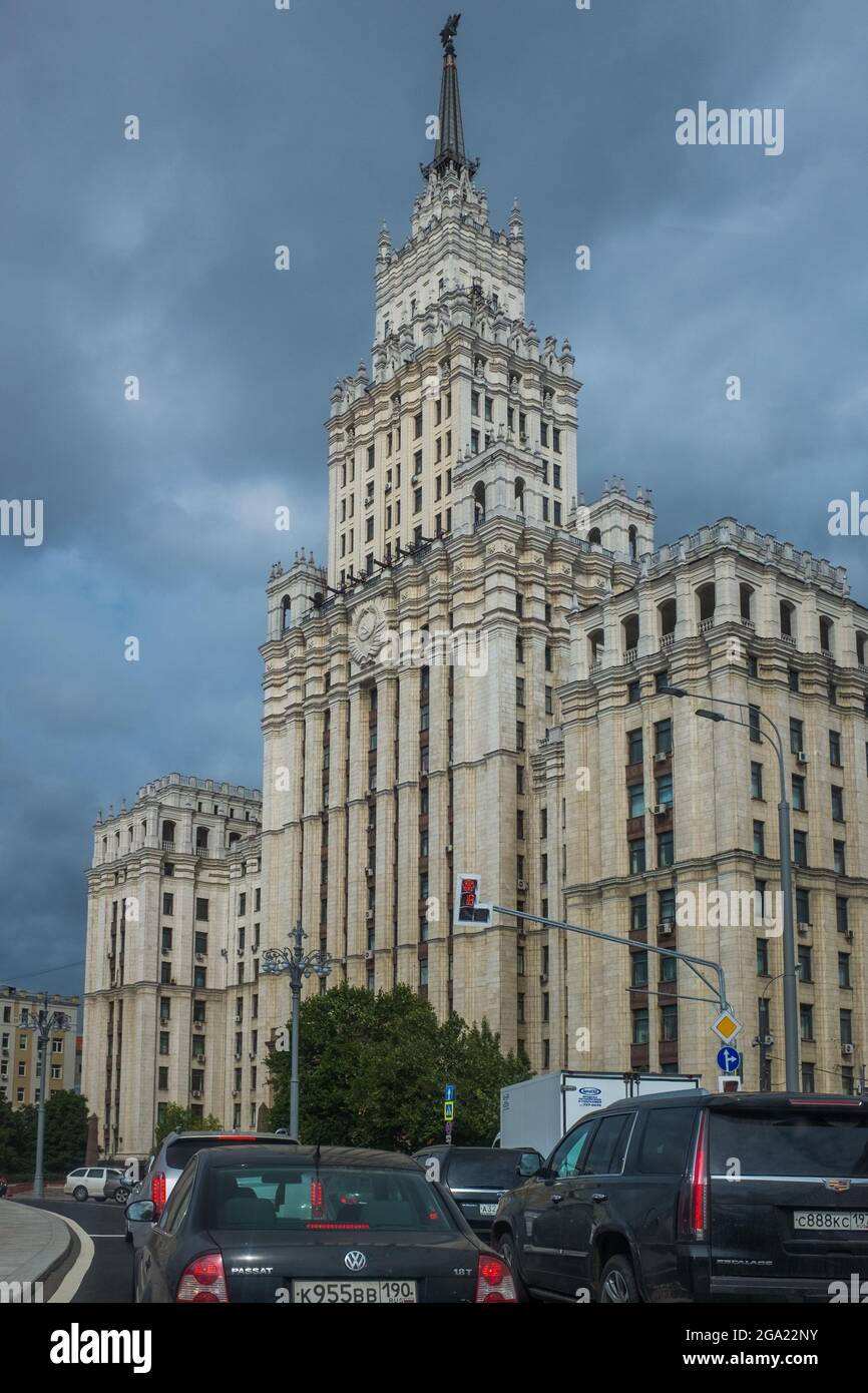 Moscow Stalinist hi-rise bulding. Soviet 'Skyscraper' on the Garden Ring. Stock Photo