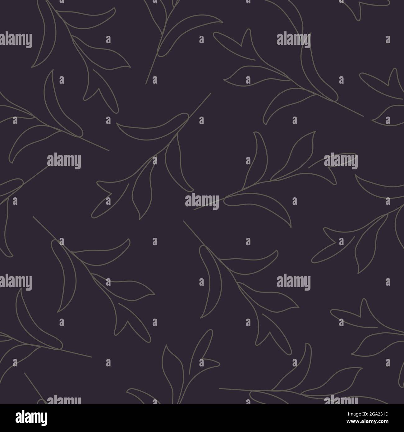 Endless pattern with plant twig drawn one line Stock Vector