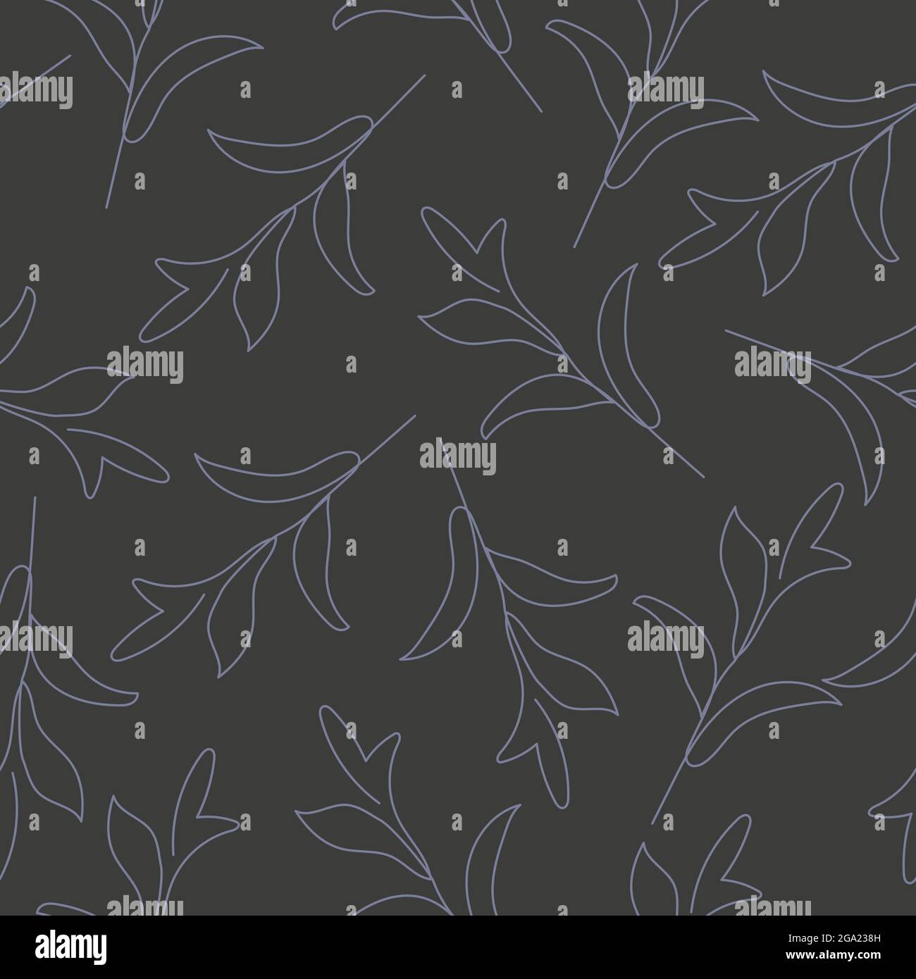 Endless pattern with plant twig drawn one line Stock Vector