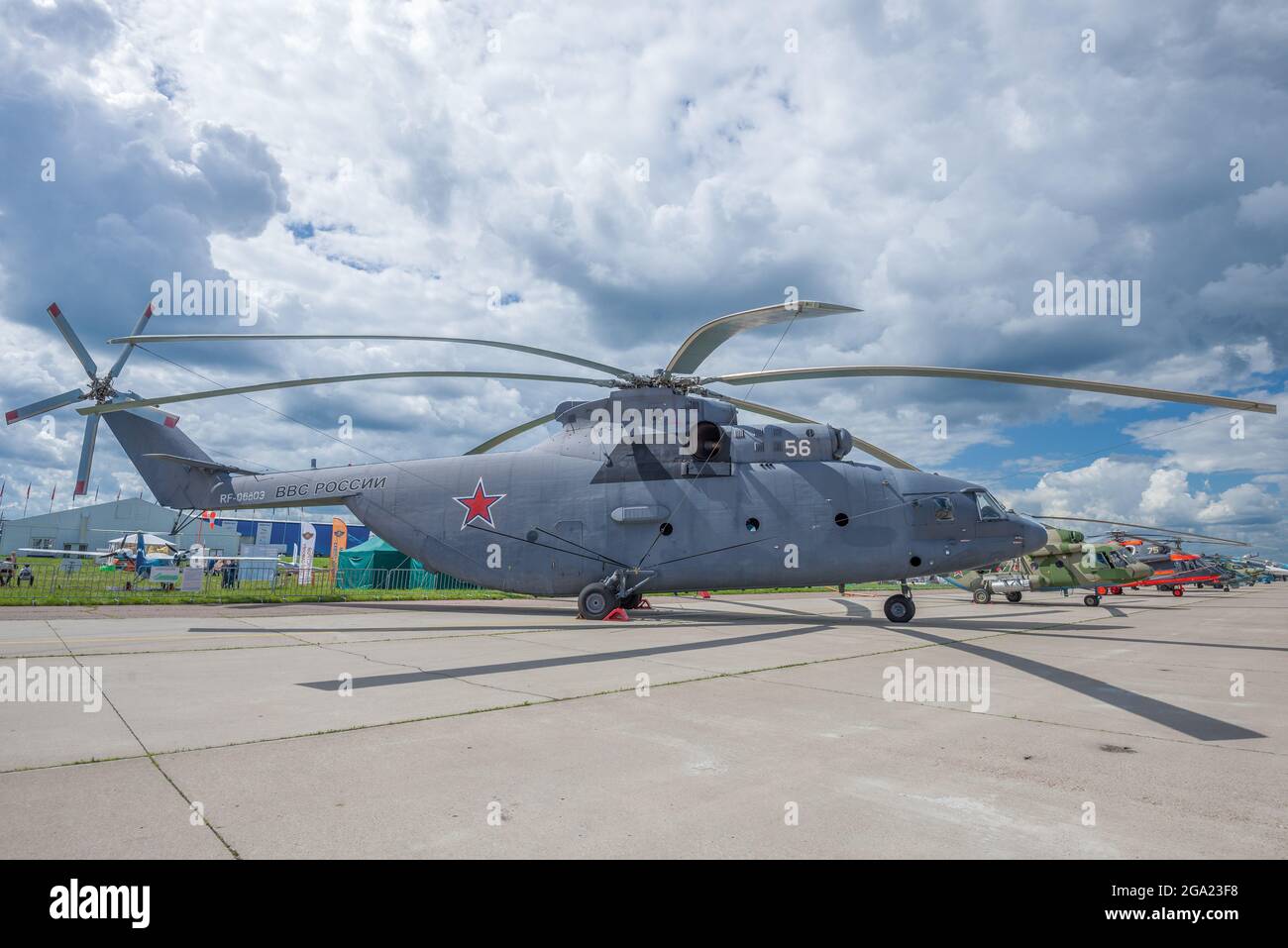 ZHUKOVSKY, RUSSIA - JULY 20, 2017: The world's largest serial heavy helicopter Mi-26 on the MAKS-2017 air show Stock Photo