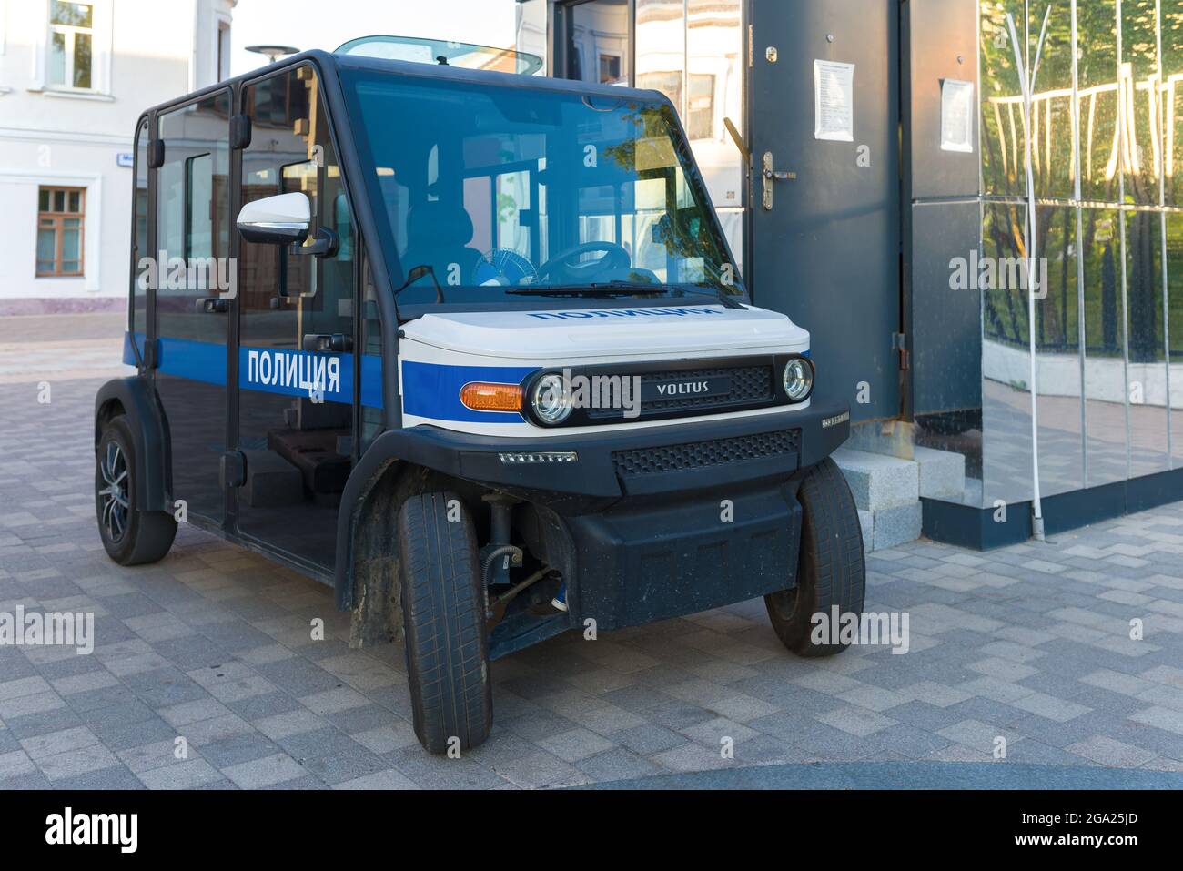 TULA, RUSSIA - JULY 06, 2021: Police electric car 'Voltus' for patrolling the city's historic center Stock Photo