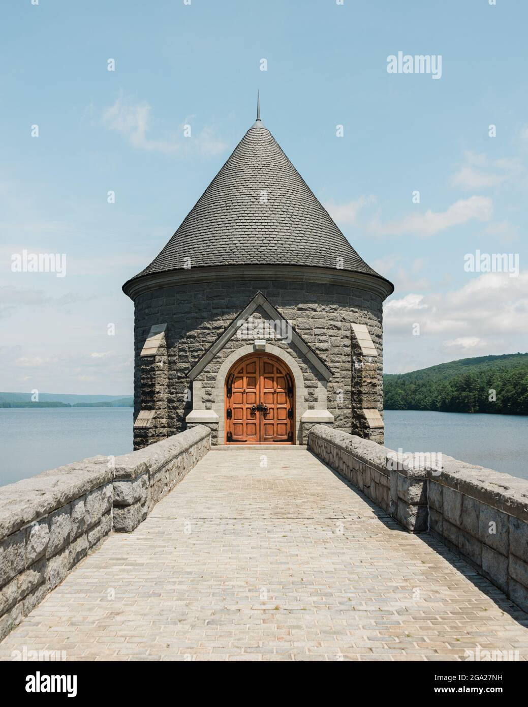 Saville Dam, at Barkhamsted Reservoir, in northern Connecticut Stock Photo