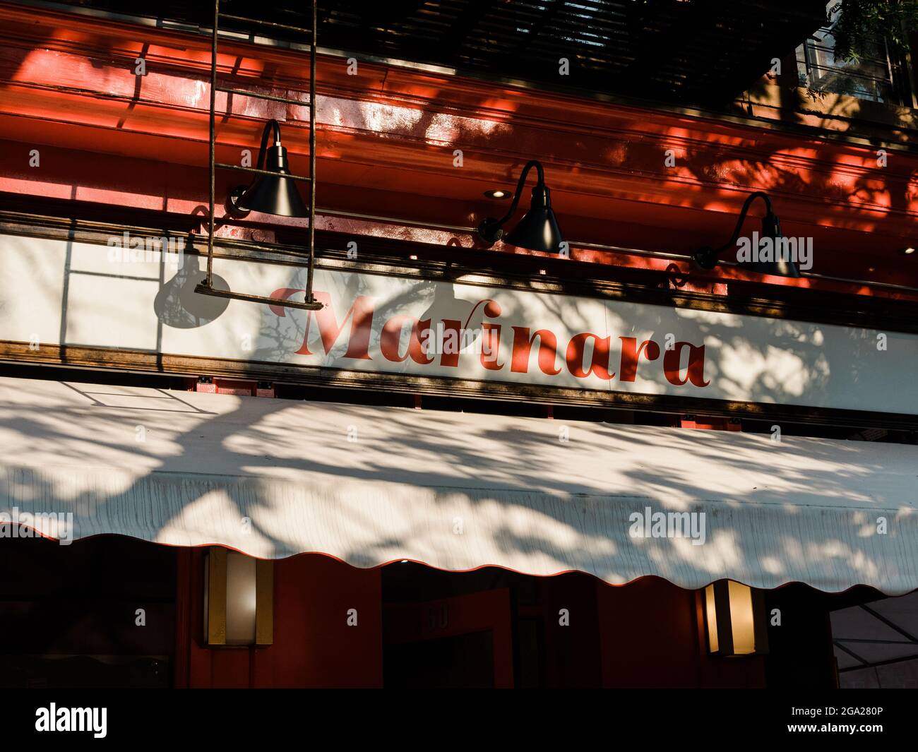 Marinara sign, in the East Village, Manhattan, New York City Stock