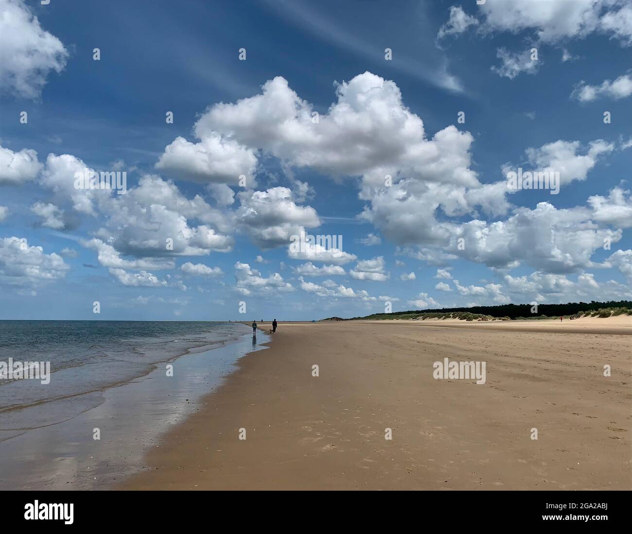 Wells-next-the-Sea beach scene on hot summers day, Norfolk, England Stock Photo