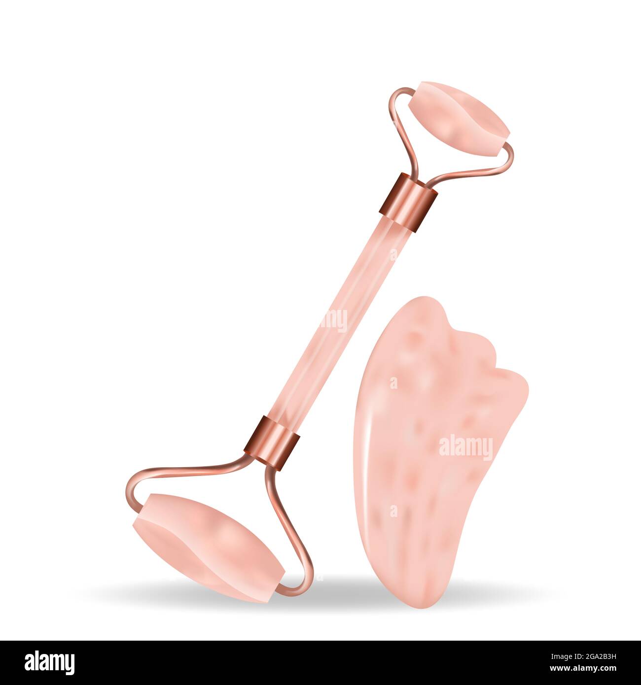 Roller scraper gua sha realistic 3d style. Facial massager, anti-wrinkle. Women's care, cosmetology concept. Vector illustration Stock Vector