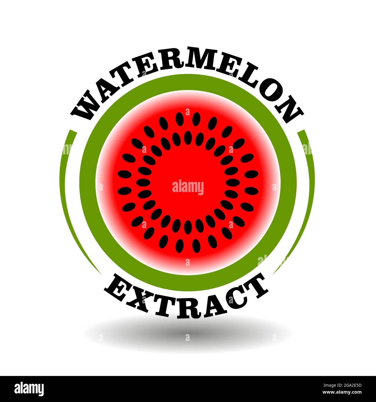 Creative circle logo Watermelon with round half cut of fruit slice icon and circle seeds symbol for labeling product contain natural organic water mel Stock Vector