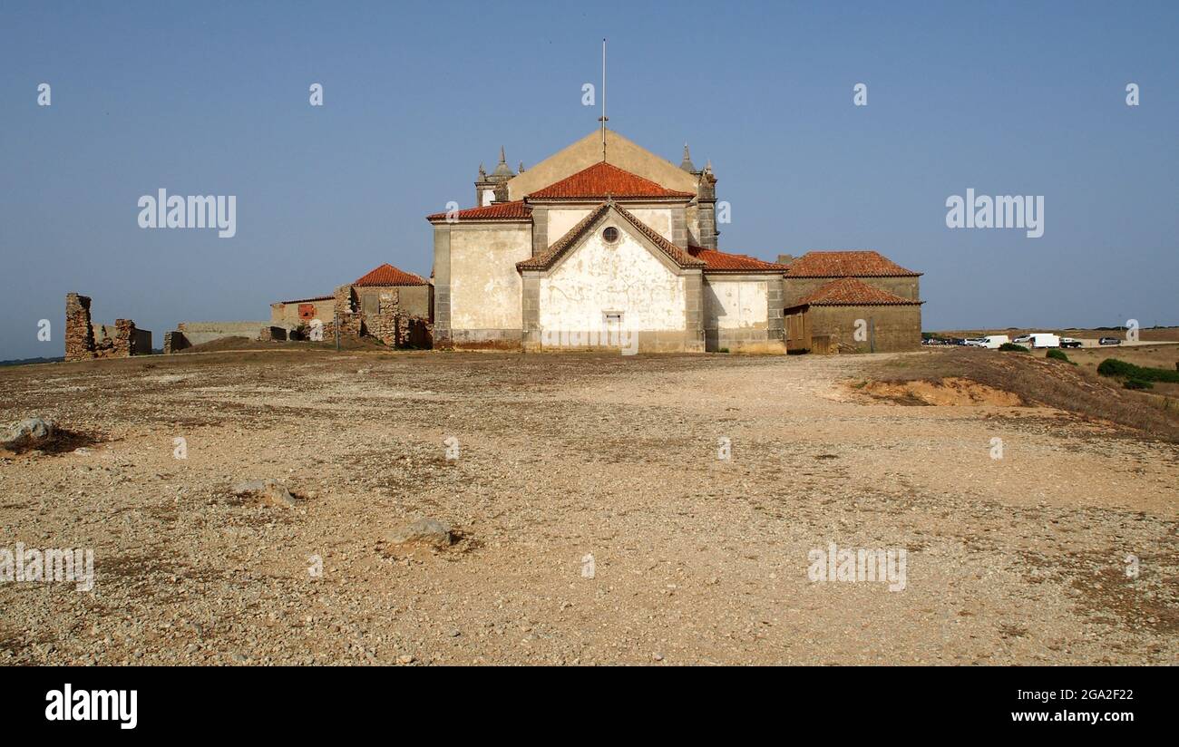 Sanctuary of Nossa Senhora do Cabo, with the 15th-century baroque church, Cabo Espichel, Portugal Stock Photo