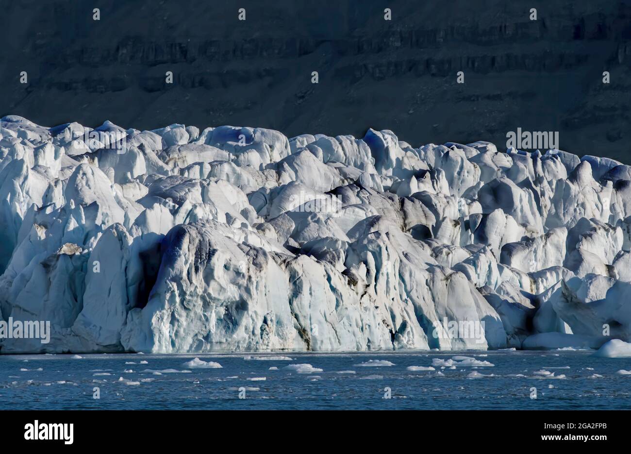 Glacier with ice moguls in Crocker Bay; Nunavut, Canada Stock Photo