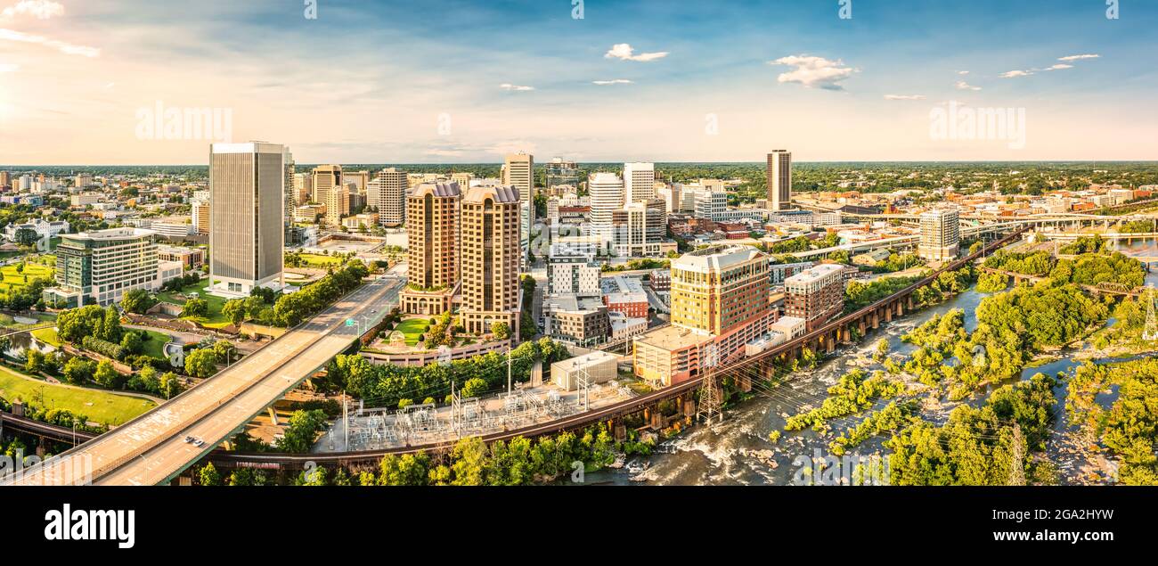 Aerial panorama of Richmond, Virginia Stock Photo
