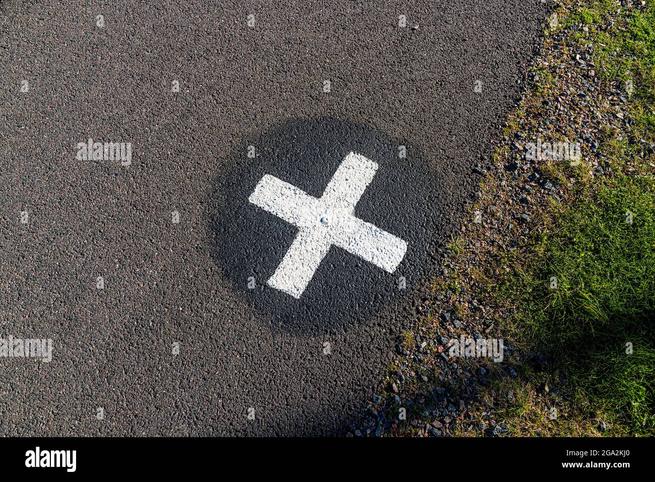 Painted cross marking a triangulation point Stock Photo Alamy