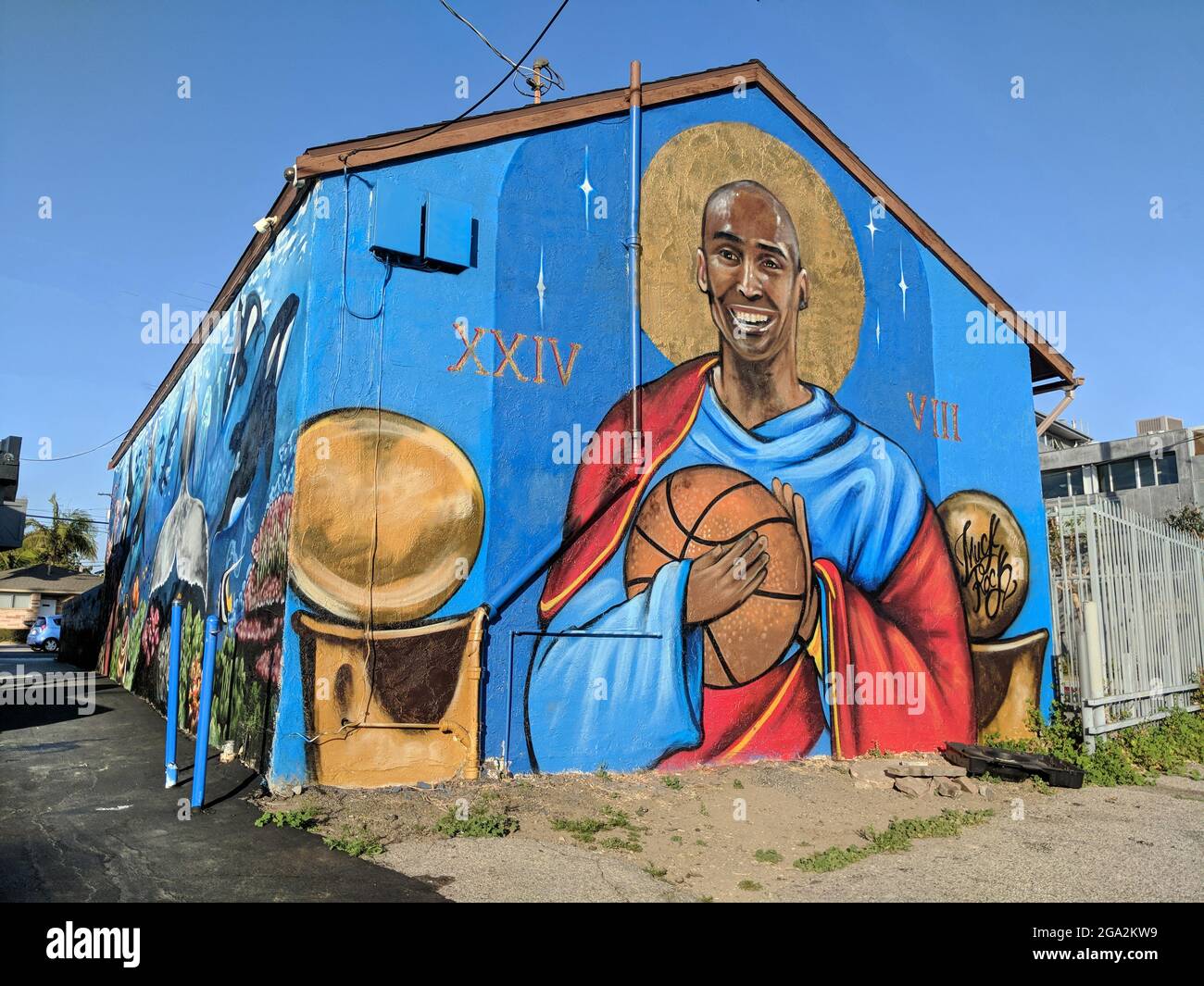 Los Angeles, CA, USA May 4, 2021 Memorial Mural for late basketball