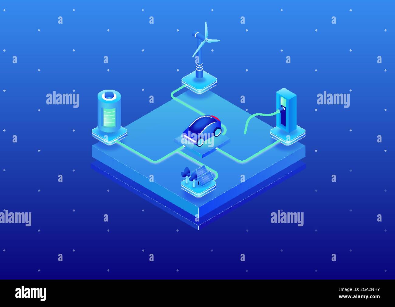 Electric car concept as 3d isometric vector illustration. Electric car