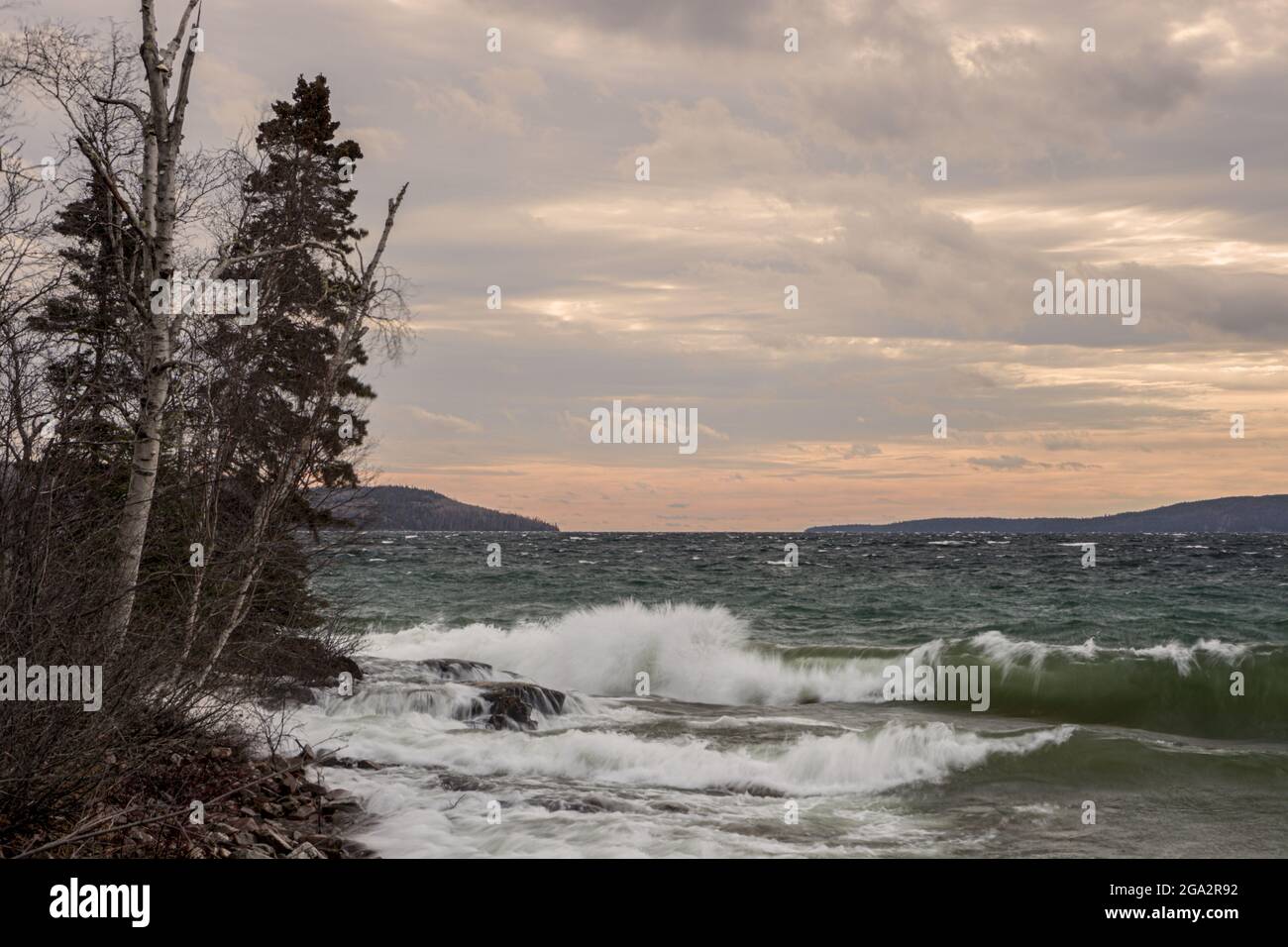 Sunrise over Lake Superior; Thunder Bay, Ontario, Canada Stock Photo