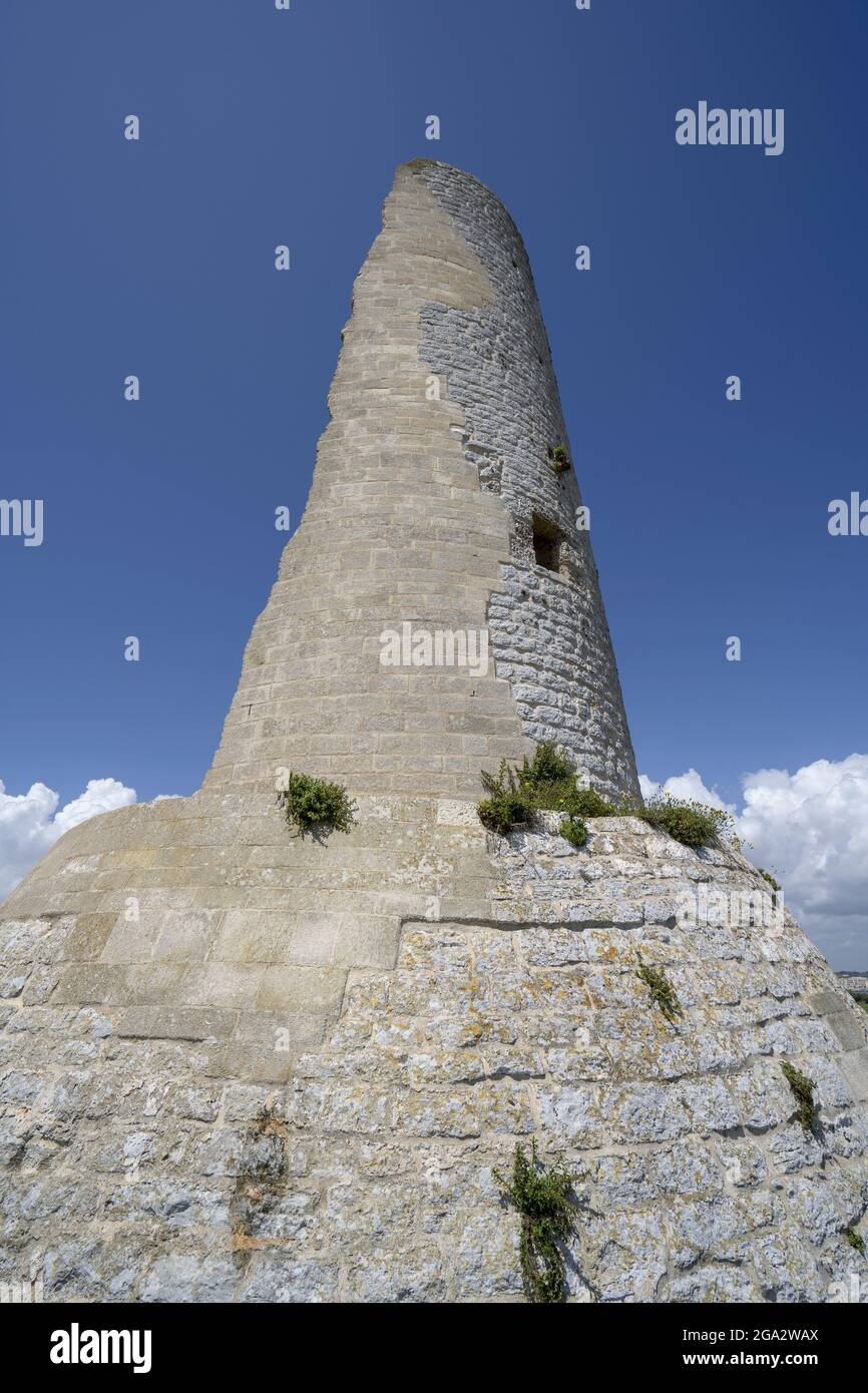 Torre del Serpe, near Otranto against a blue sky; Otranto, Puglia, Italy Stock Photo