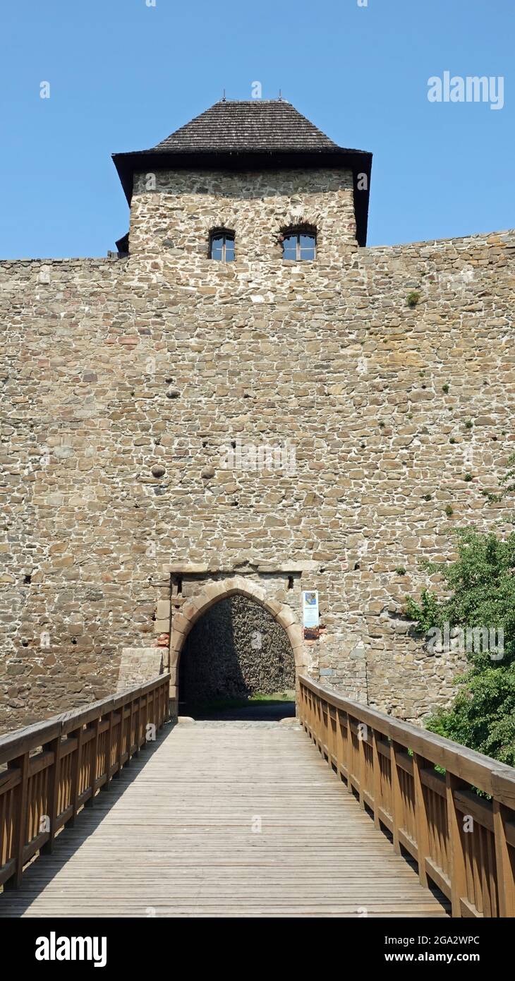 View of the entrance to the castle helfstyn in the czech republic. Stock Photo