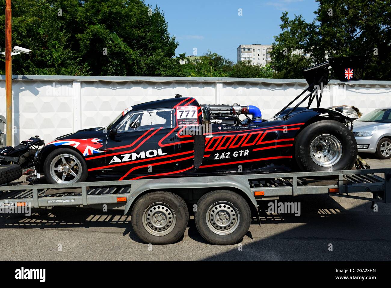 BILA TSERKVA - JULY 25: The ZAZ GTR Drag Racing car is on Professional Ukrainian Drag Racing Series Show, on July 25, 2021 in Bila Tserkva, Ukraine. Stock Photo