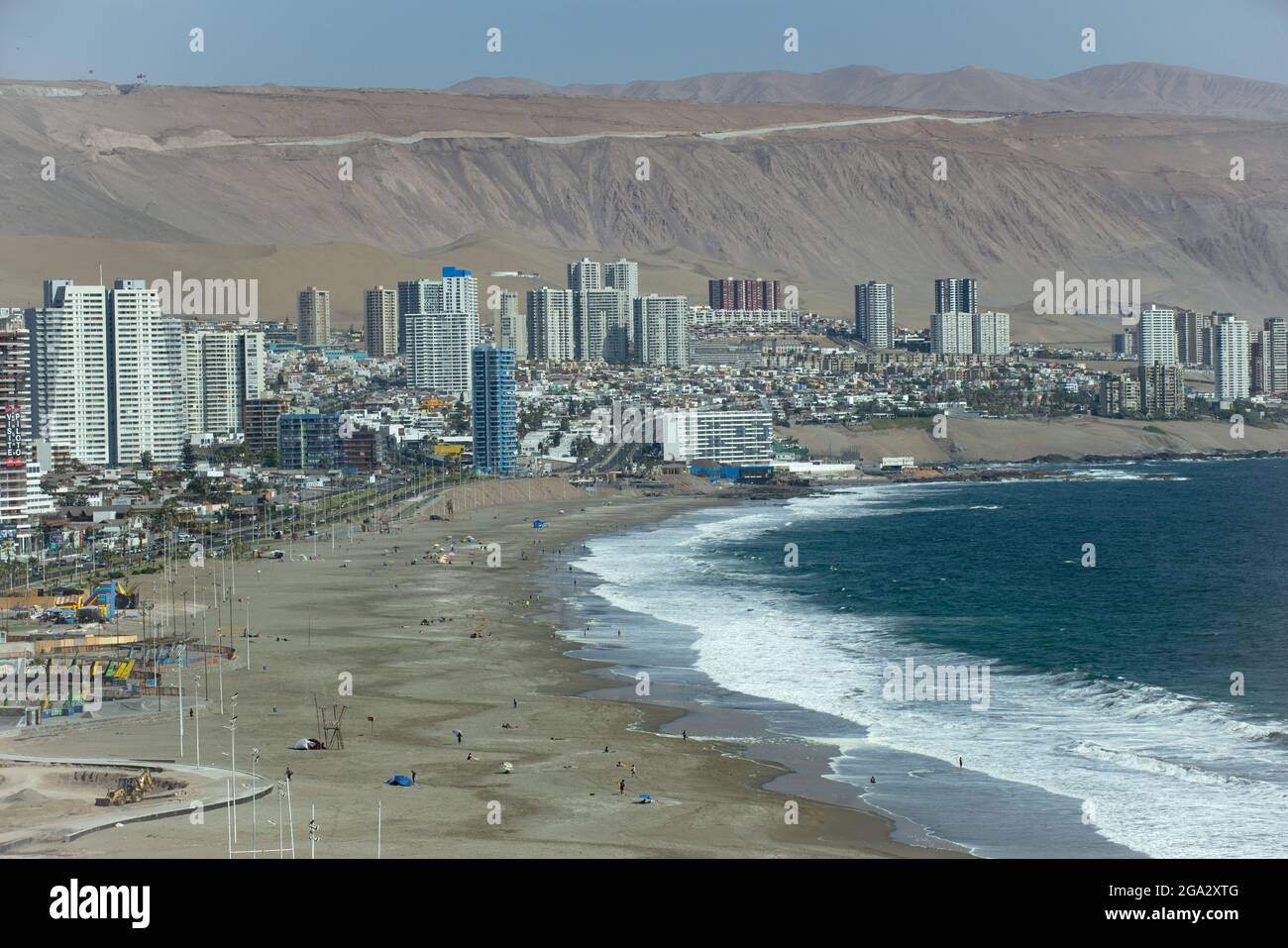 Coastline and cityscape of Iquique, Chile along the Pacific coast ...