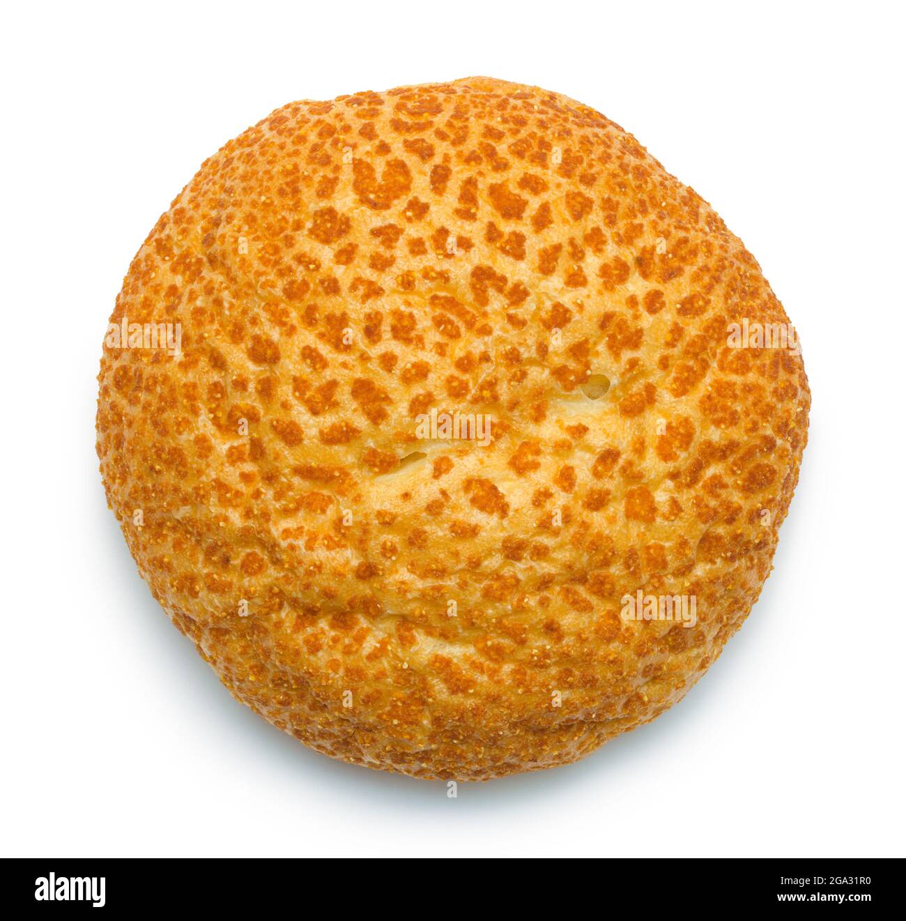 Bread Dinner Roll Top View Cut Out on White. Stock Photo