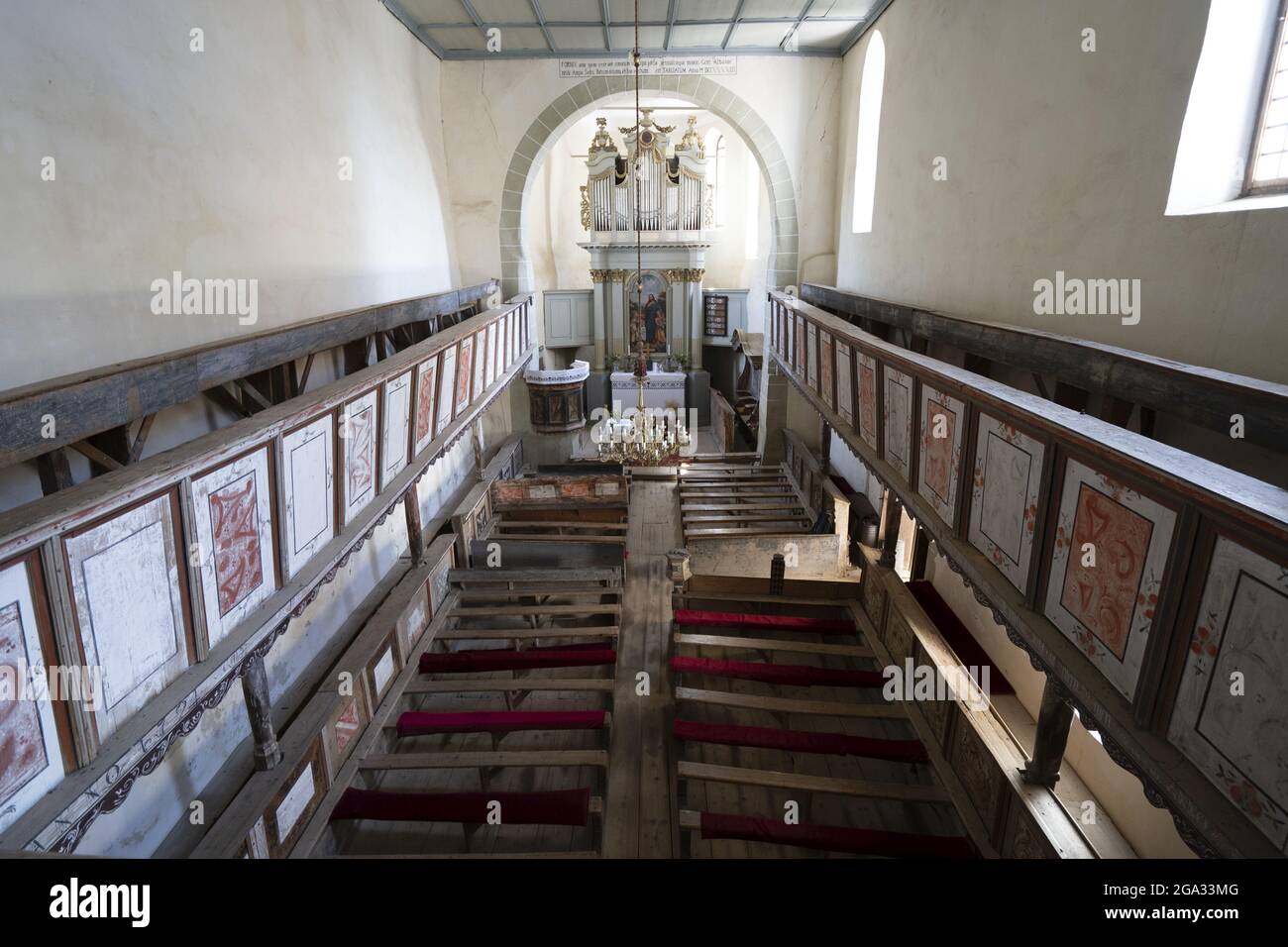 Interior of Viscri Fortified Saxon Church, Transylvania, Romania; Viscri, Transylvania, Romania Stock Photo