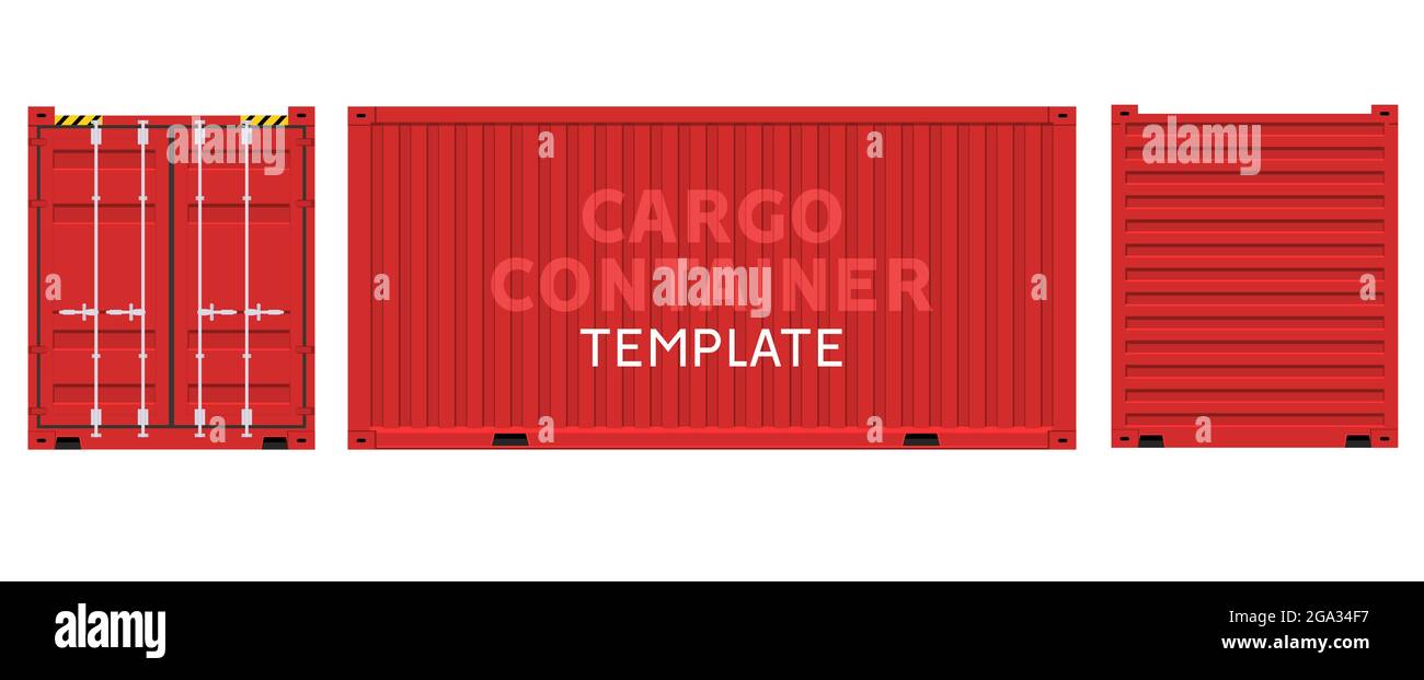 Cargo container box isolated vector. Cargo sides delivery business