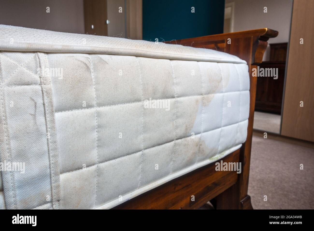 Soiled stains on white mattress Stock Photo Alamy