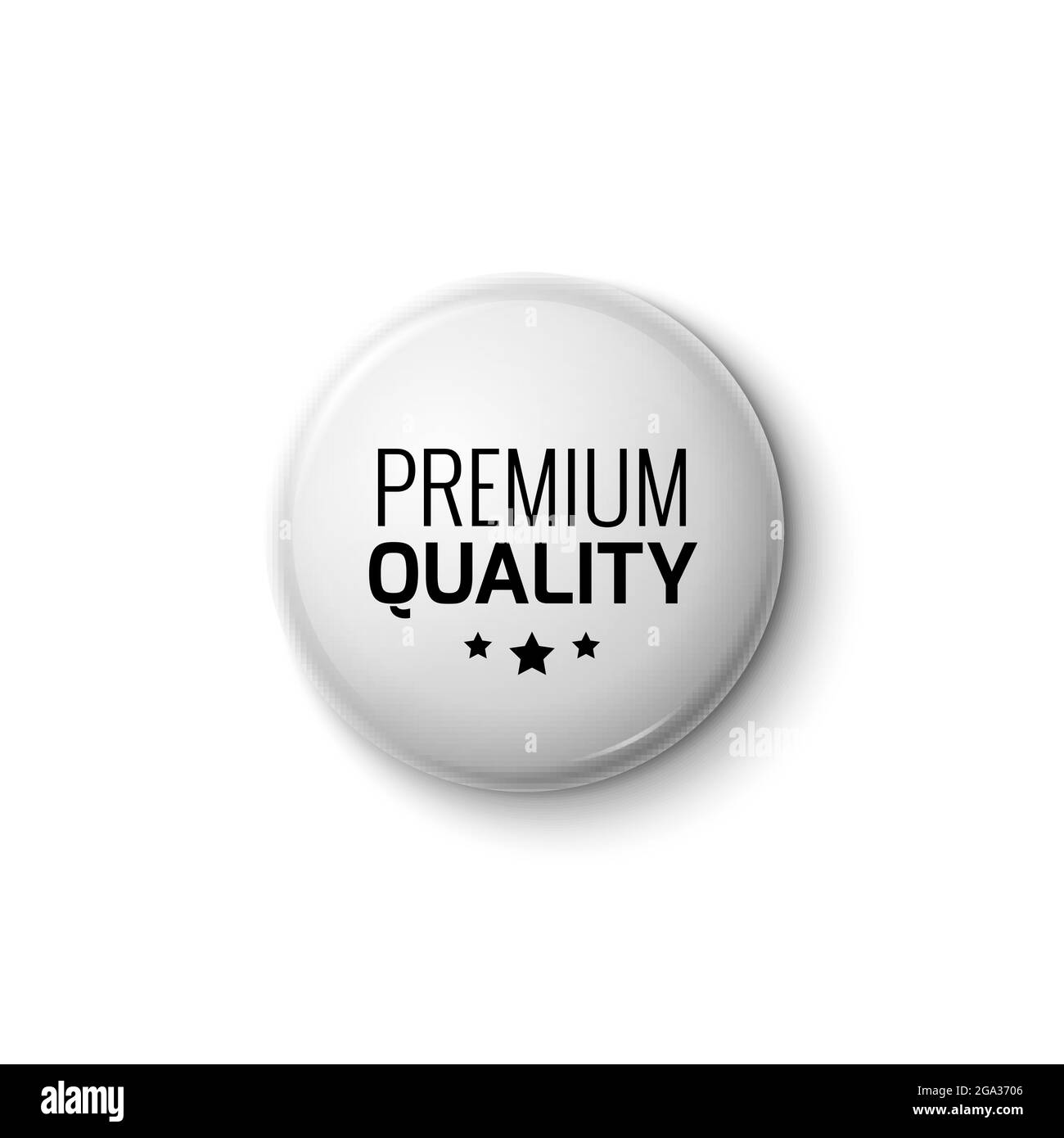 Silver white button label premium quality round emblem Stock Vector ...