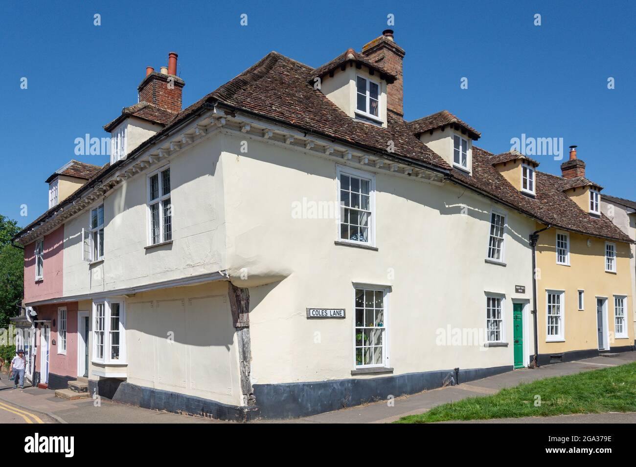 Period houses, corner Coles Lane and High Street, Linton, Cambridgeshire, England, United Kingdom Stock Photo