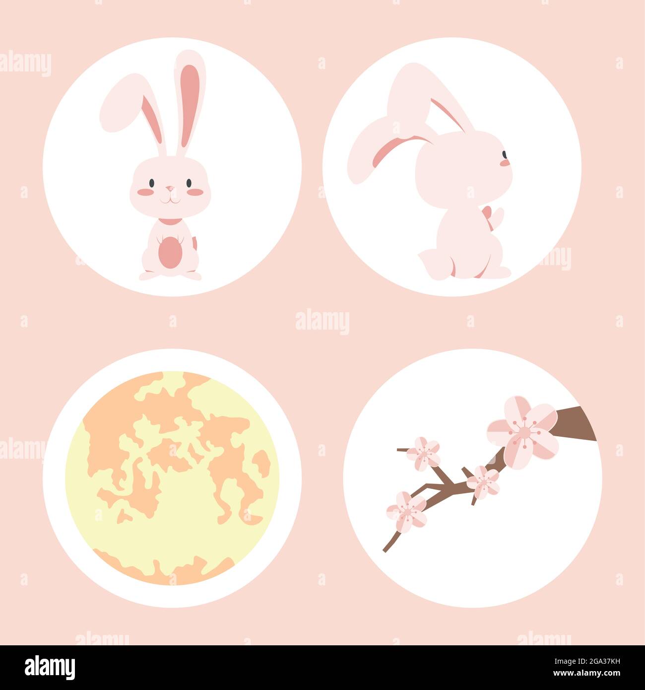 four chinese moon festival set icons Stock Vector