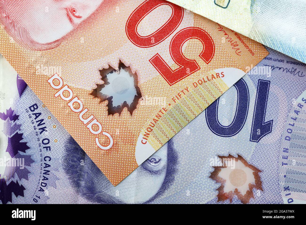Canadian dollars, close up Stock Photo Alamy