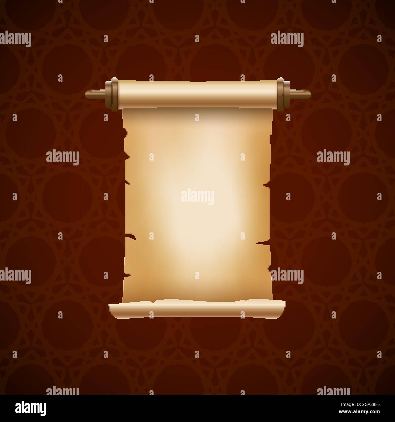 Scroll ancient vector paper parchment. Old paper scroll background