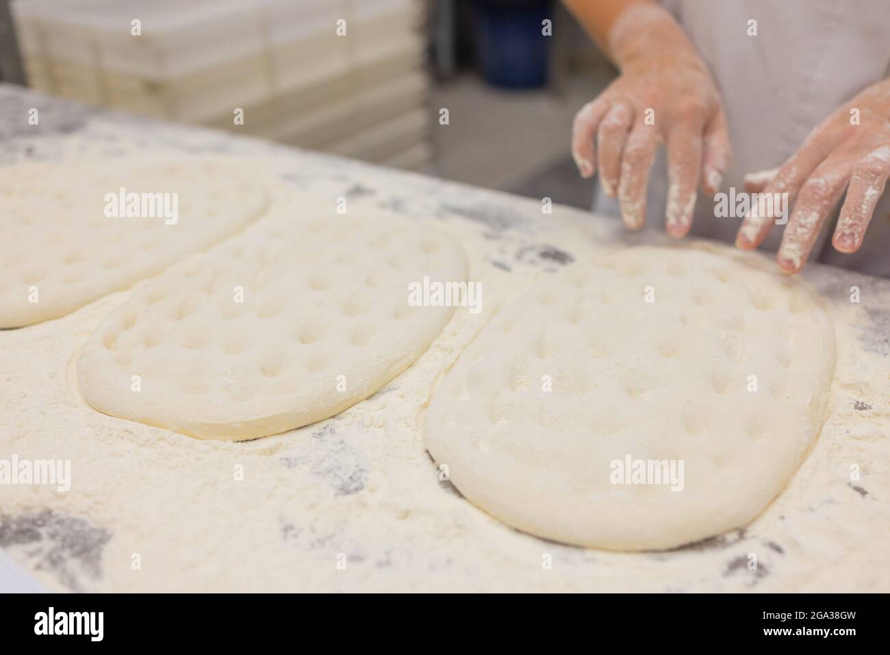 Close up of woman Kneading Pizza Dough Stock Photo - Alamy