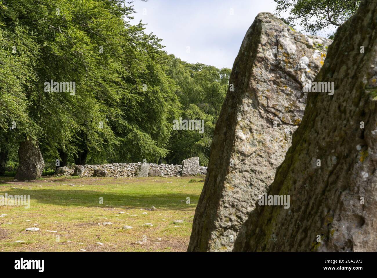 Megaliths around the burial chambers at Clava Cairns near Inverness, Scotland; Inverness, Scotland Stock Photo