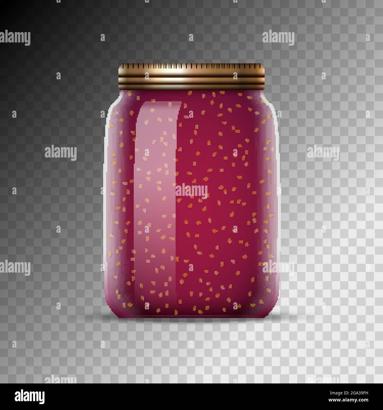 Glass jars with jam vector illustration. Canned food preserve container