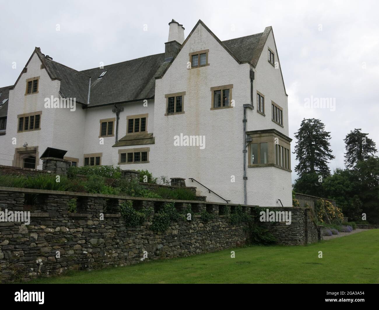 View of the exterior of Blackwell, a house overlooking Lake Windermere