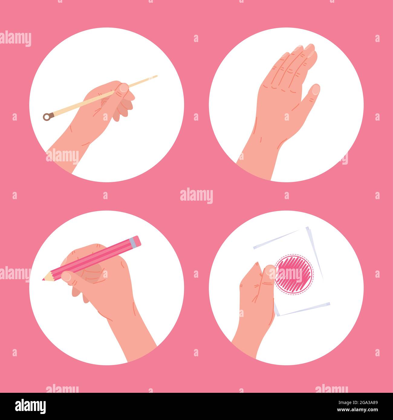 four hands made projects icons Stock Vector