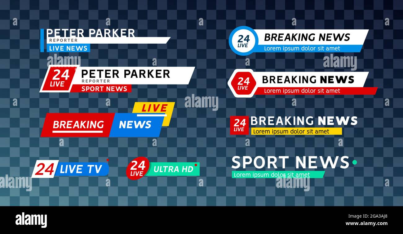 TV news third lower bar banner for broadcast sport. Set of tv bars ...