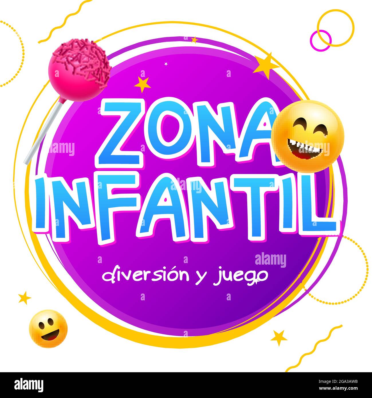 Kids Zone Game Banner Design Background Zona Infantil Playground Vector Child Zone Sign In Spanish Stock Vector Image Art Alamy