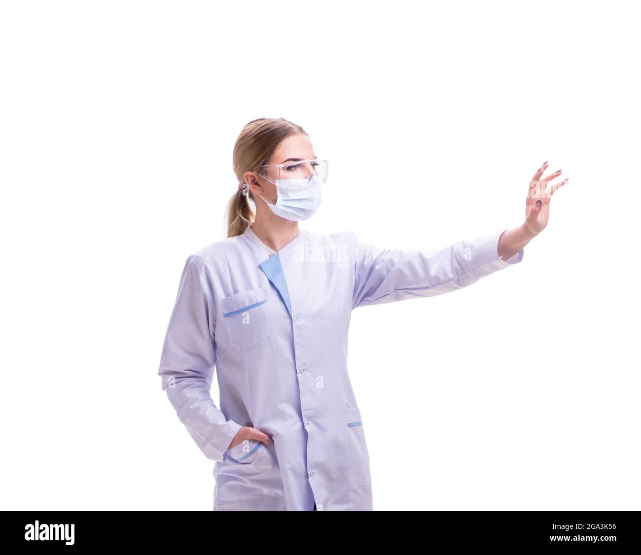 The young woman doctor isolated on white background Stock Photo - Alamy