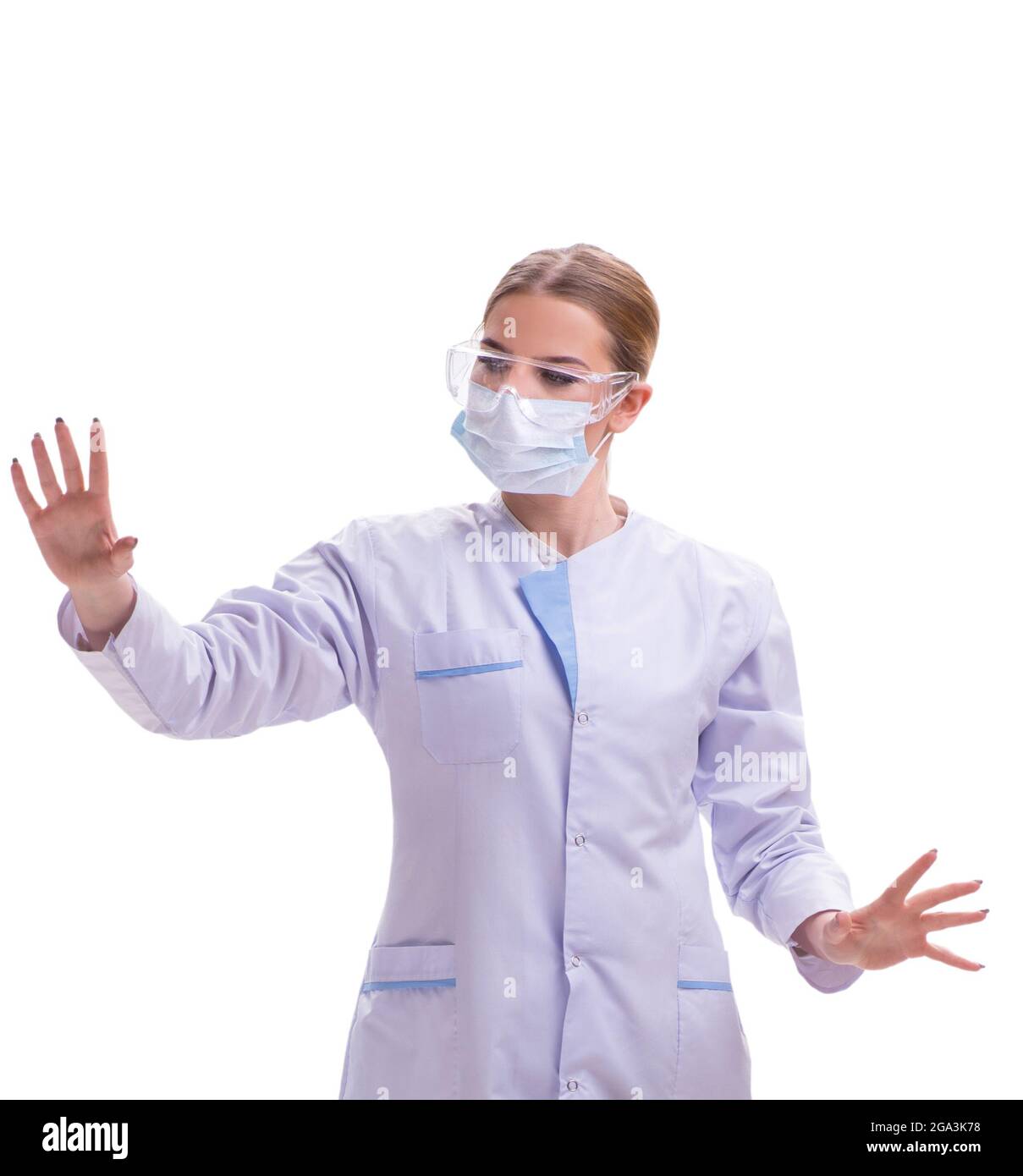 The young woman doctor isolated on white background Stock Photo - Alamy