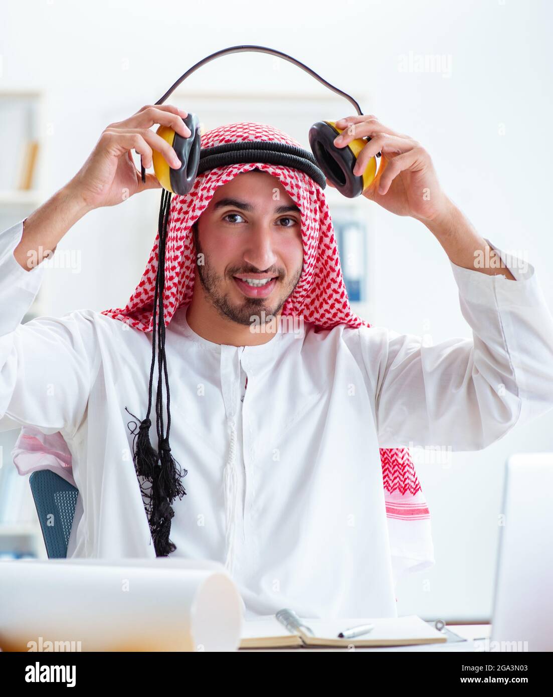 The arab engineer working on new project Stock Photo