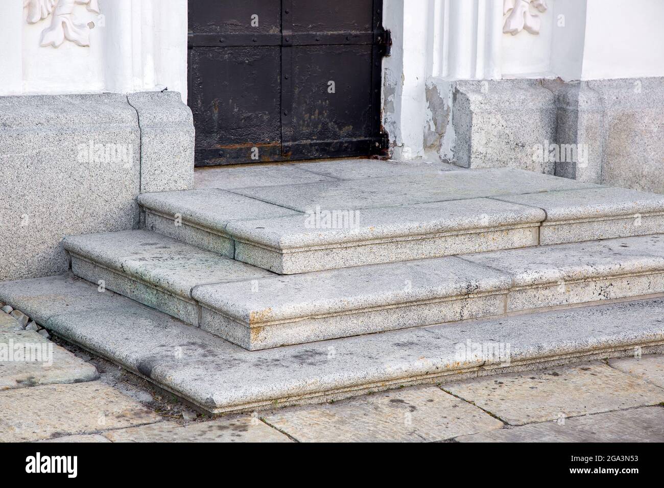 corner granite threshold at the entrance door made of black rust iron ...