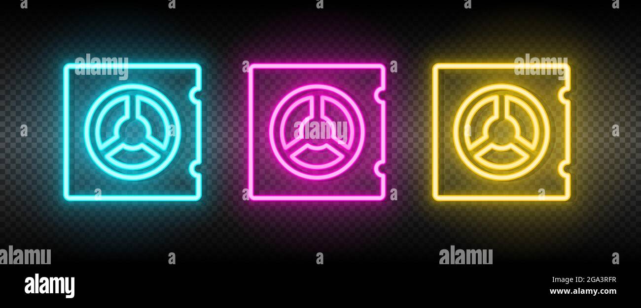 deposit, money, safe neon vector icon. Illustration neon blue, yellow, red icon set. Stock Vector