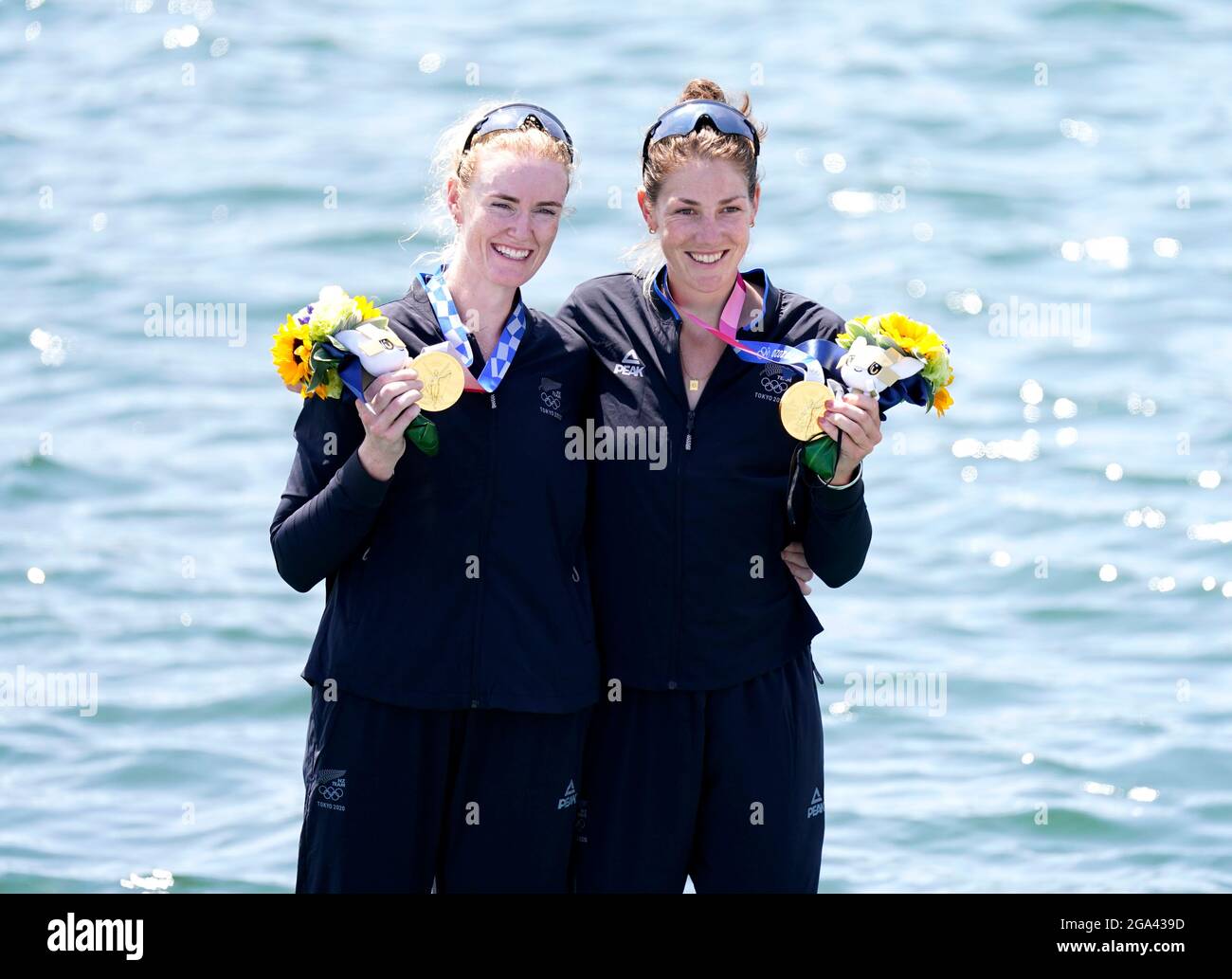 Gowler New Zealand's Grace Prendergast and Kerri Gowler, gold, with their ...