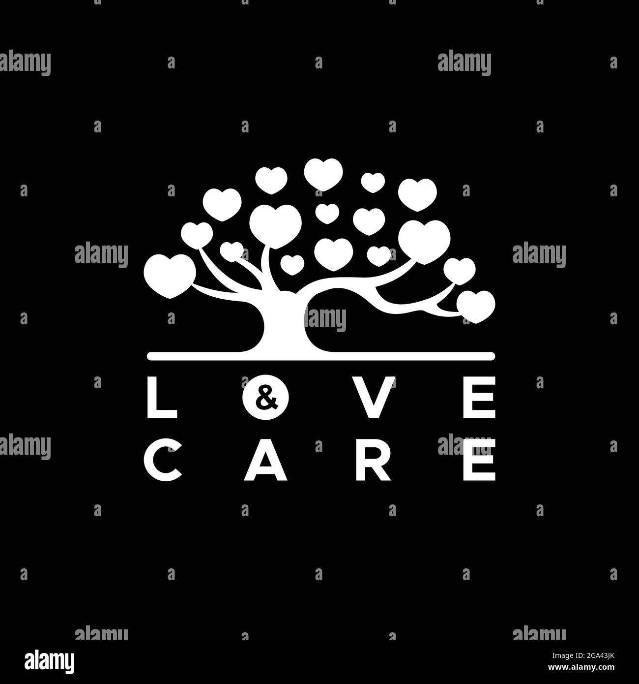 Tree loves logo for health care company that grow up with love Stock Vector