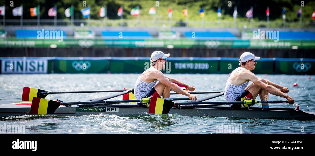 Belgian Rower Niels Van Zandweghe and Belgian Rower Tim Brys pictured in  action during the final of the Lightweight Men's Double Sculls, on the  sevent Stock Photo - Alamy