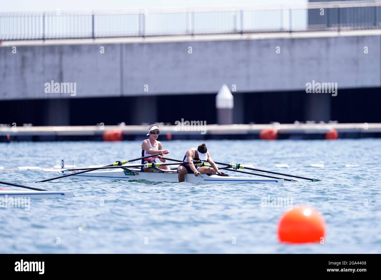Great Britain's Emily Craig and Imogen Grant react after finishing ...