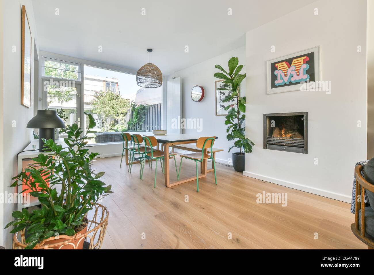 Interior design of bright and beautiful dining room Stock Photo - Alamy