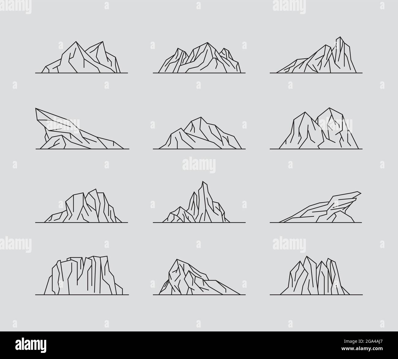 set of mountains line art logo design illustration vector template ...